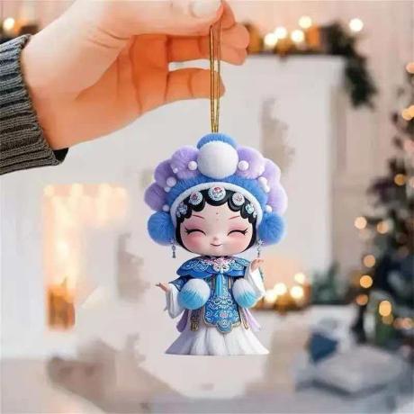 跨境新款可爱小花旦仙子亚克力挂件车内后视镜装饰品钥匙扣